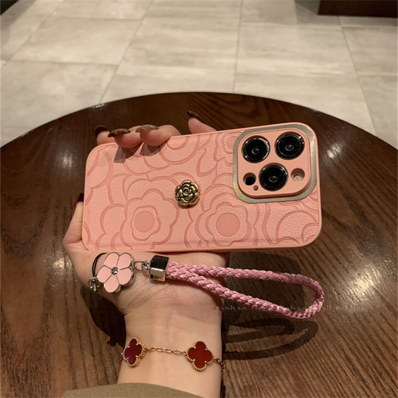 ดอกไม้สวยงามดอกเคมีเลียพร้อมจี้เคสโทรศัพท์เข้ากันได้สําหรับIphone 17promax 16 15 14 13 Pro Max 12 Pro Max 11 12 XSMAX XR X XSเคสโทรศัพท์แบบนุ่ม