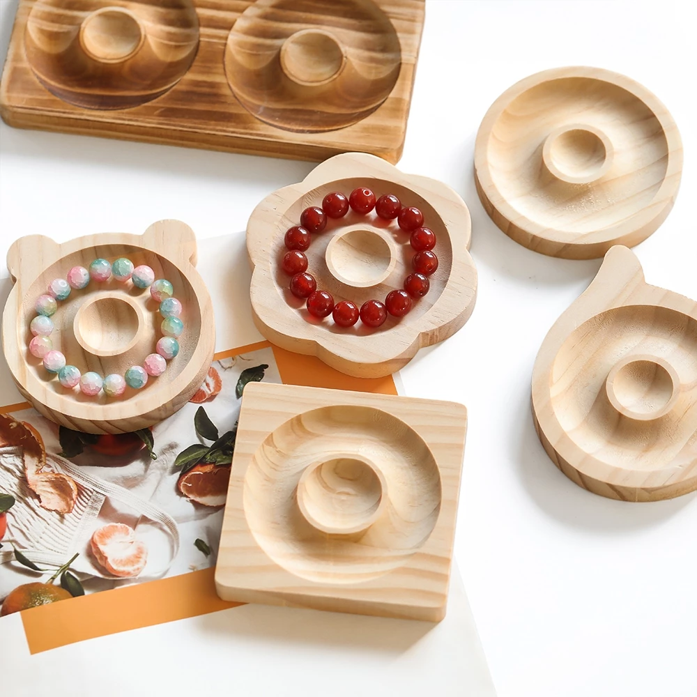 ✨ ถาดไม้เนื้อแข็ง สำหรับจัดเรียงลูกปัด ทำสร้อยข้อมือ DIY งานแฮนด์เมด 1 ชิ้น