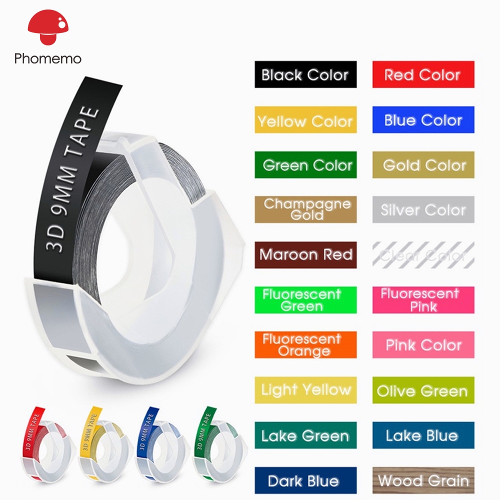 Phomemo เทปพิมพ์ฉลากพลาสติกลายนูน 3 มิติ สำหรับเครื่องทำฉลาก E975