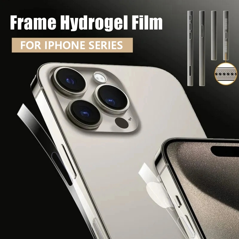 ฟิล์มกันรอย ขอบข้าง ฟิล์มไฮโดรเจล TPU แบบใส บางพิเศษ กันรอยขอบด้านข้างและด้านบน สำหรับ iPhone 12 13 14 15 Pro Max