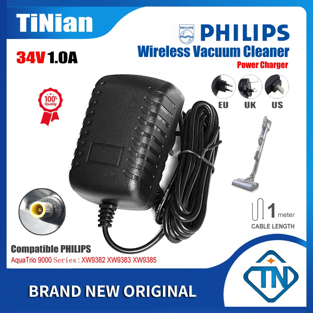 34V 1A AC/DC Adapter Charger สําหรับ PHILIPS AquaTrio 9000 Series XW9382 XW9383 XW9385 XW7110 XC7055 25.2V 25.9V เครื่องดูดฝุ่นไร้สาย