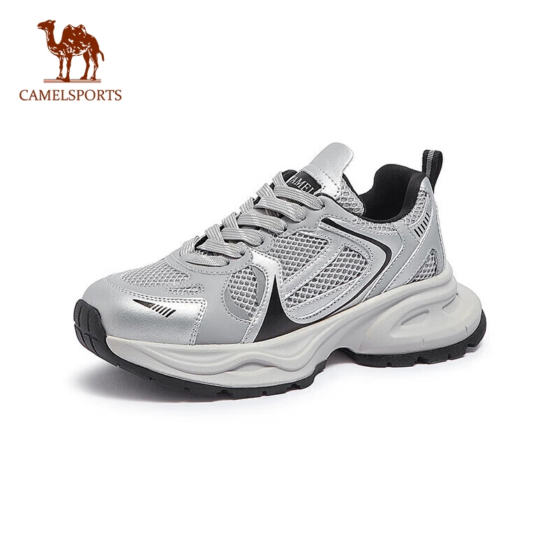 CAMEL SPORTS รองเท้ากีฬาลําลอง พื้นหนา สีเงิน สไตล์เรโทร สําหรับกลางแจ้ง