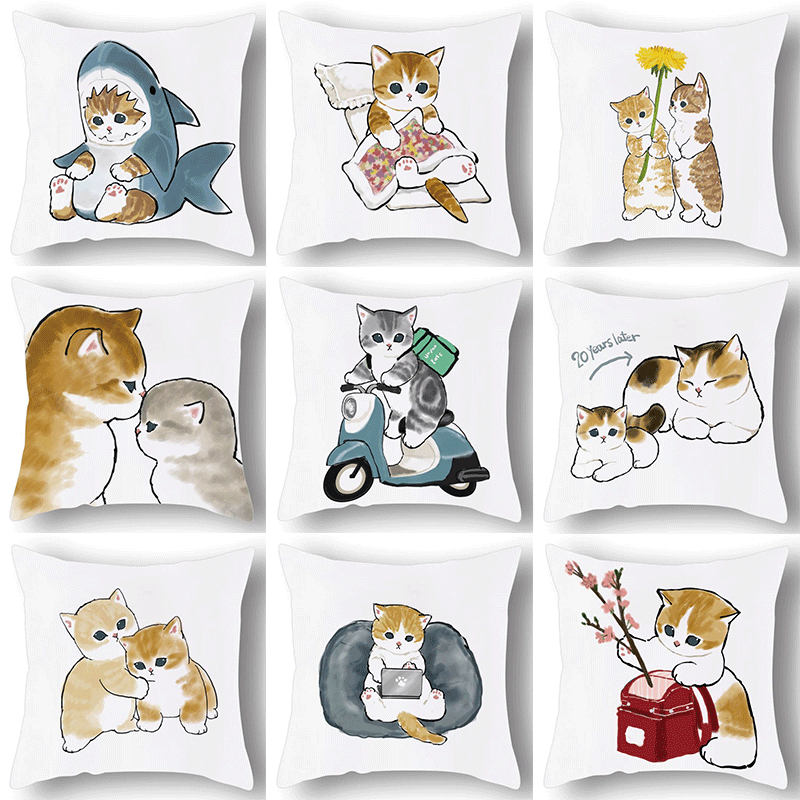 เบาะรองนั่งโซฟา ลายแมวน่ารัก ขนาด 40x40 45x45 x 50x50