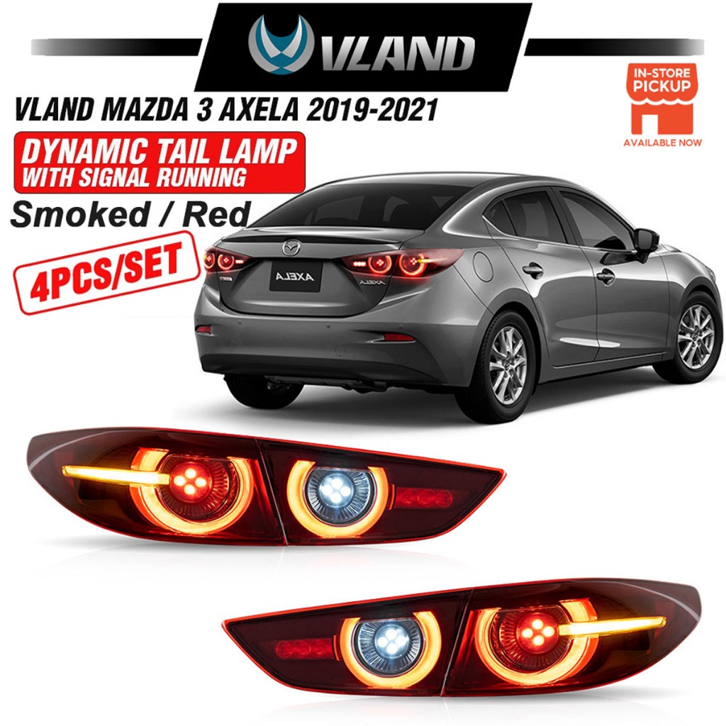 ไฟท้าย LED Vland Mazda 3 Sedan Axela 4th Gen BP 19-21 พร้อมสัญญาณไฟเลี้ยวและไฟแสดงสถานะ