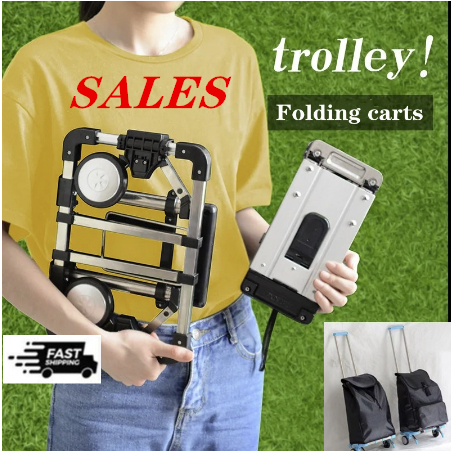 Sales รถเข็นของชํา แบบพับได้ ขนาดเล็ก แบบพกพา พับได้ สําหรับชอปปิ้งในบ้าน