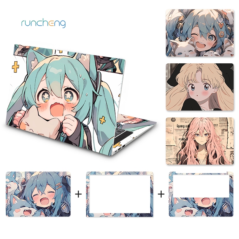 [3ชิ้น] ต้นฉบับมือวาดสาวน้อยออกแบบดูดีแล็ปท็อปสากลคอมพิวเตอร์ผิวกันน้ํากันฝุ่นกันน้ํามันวัสดุพีวีซีสติกเกอร์แล็ปท็อป10/12/13/1714/15