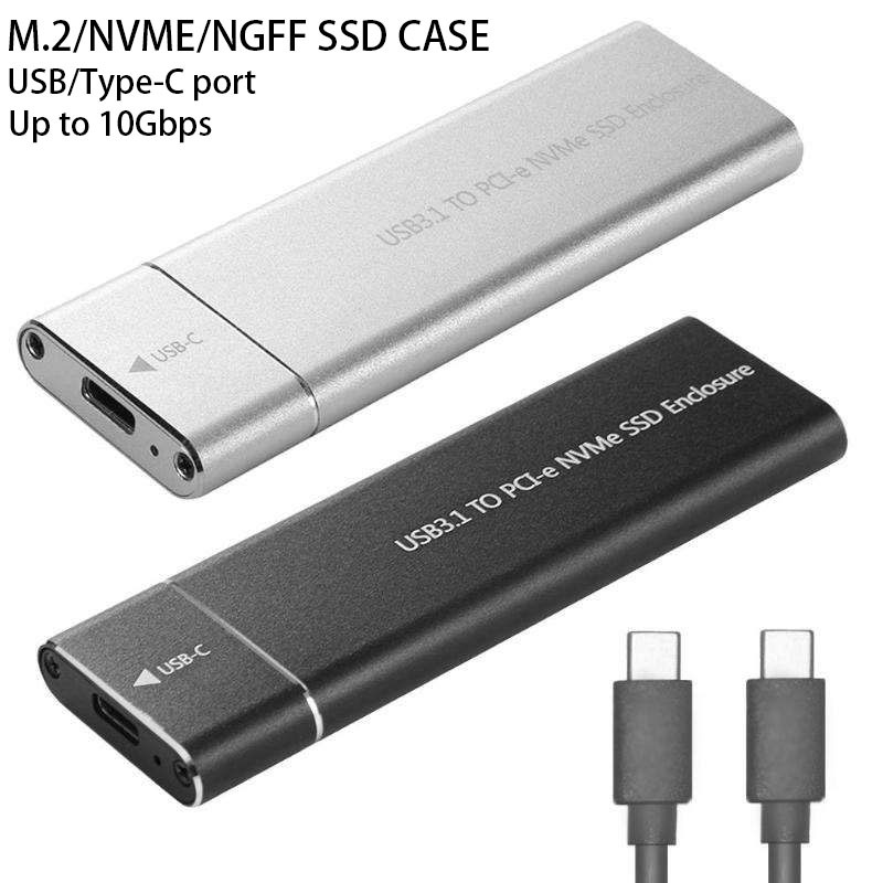 กล่องฮาร์ดดิสก์ไดรฟ์ USB3.1 Type-c เป็น M.2 M Key NVMe SSD Usb-c 10Gbps ความเร็วสูง 2.5 นิ้ว สําหรับแล็ปท็อป โทรศัพท์มือถือ แท็บเล็ต