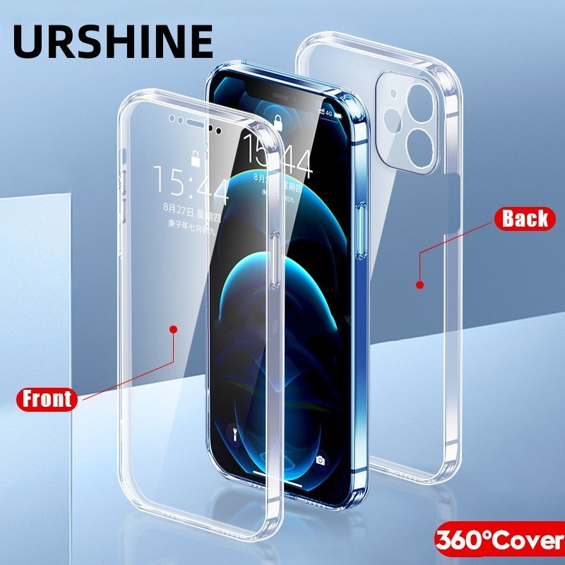 เคสโทรศัพท์มือถือ พลาสติกแข็ง TPU นิ่ม แบบใส ป้องกัน 360 องศา สองด้าน สําหรับ iPhone 15 14 Plus 11 1