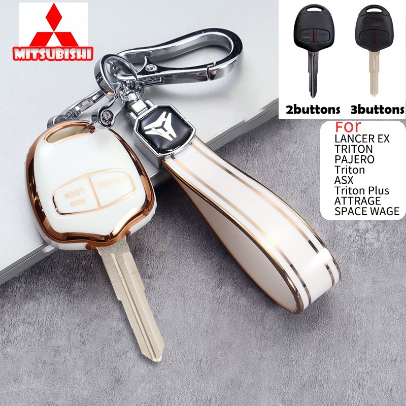 เคสกุญแจรีโมตรถยนต์ Tpu 2 3 ปุ่ม สําหรับ Mitsubishi LANCER EX Triton PAJERO ASX Triton Plus ATTRAGE SPACE WAGE