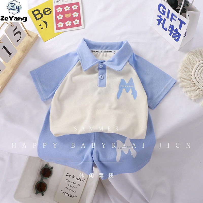 [ZY] พร้อมส่ง เสื้อโปโลแขนสั้น คอปก วาฟเฟิล ลําลอง แฟชั่นสไตล์เกาหลี สําหรับเด็ก 70-160 ซม.