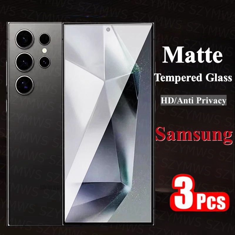 3 ชิ้น Matte กระจกนิรภัยสําหรับ Samsung S25 Ultrra S24 Ultra S24 S23 S22 Plus HD Anti-Spy ความเป็นส่วนตัวป้องกันหน้าจอฟิล์มแก้ว