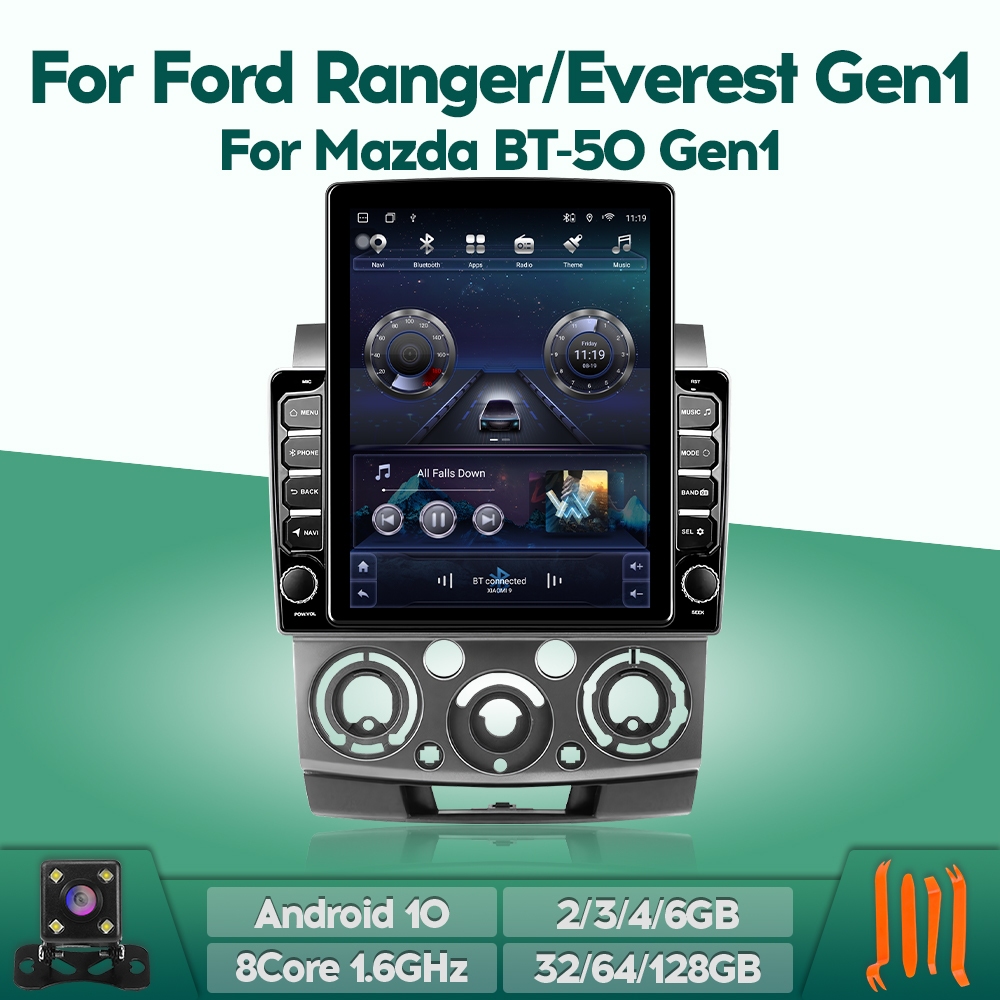 Webetter TopNavi เครื่องเล่นวิทยุ หน้าจอแนวตั้ง 9.7 นิ้ว แอนดรอยด์ 8Core IPS สําหรับ Ford Ranger 2006-2012 Ford Everest 2007-2015 พร้อม 4G CarPlay DSP BT WiFi มองหลัง GPS