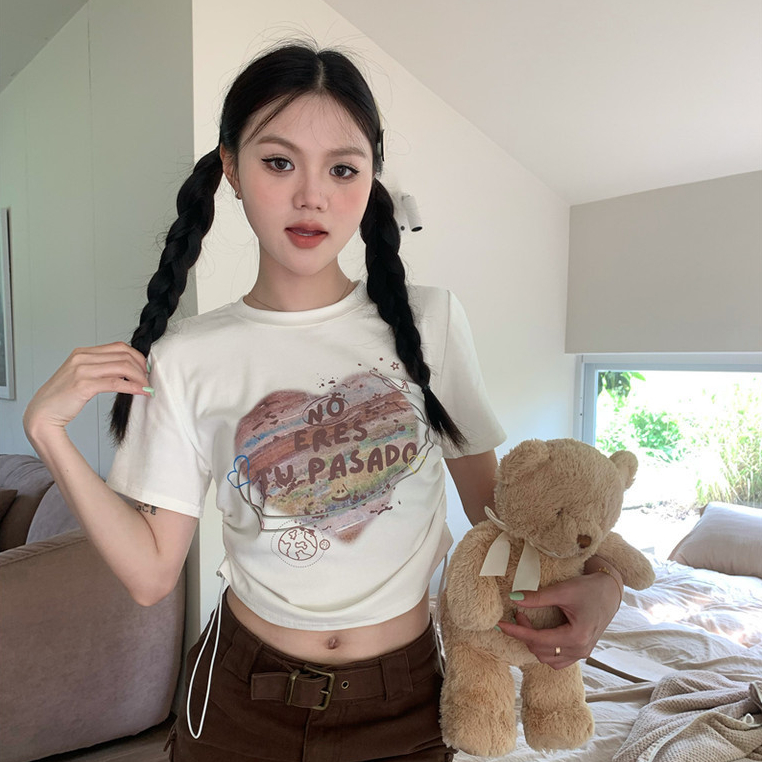 ส่งไวจากไทย SELLDA M-XL เสื้อครอป แขนสั้น เสื้อยืด เกาหลี เสื้อ ผู้หญิง