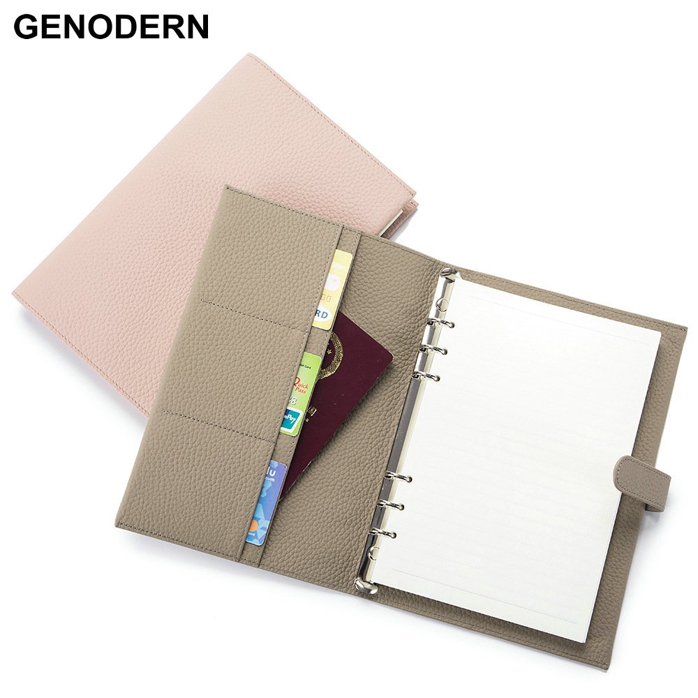 Genodern สมุดโน๊ตบุ๊ค หนังวัวแท้ ใบหลวม ขนาด A5