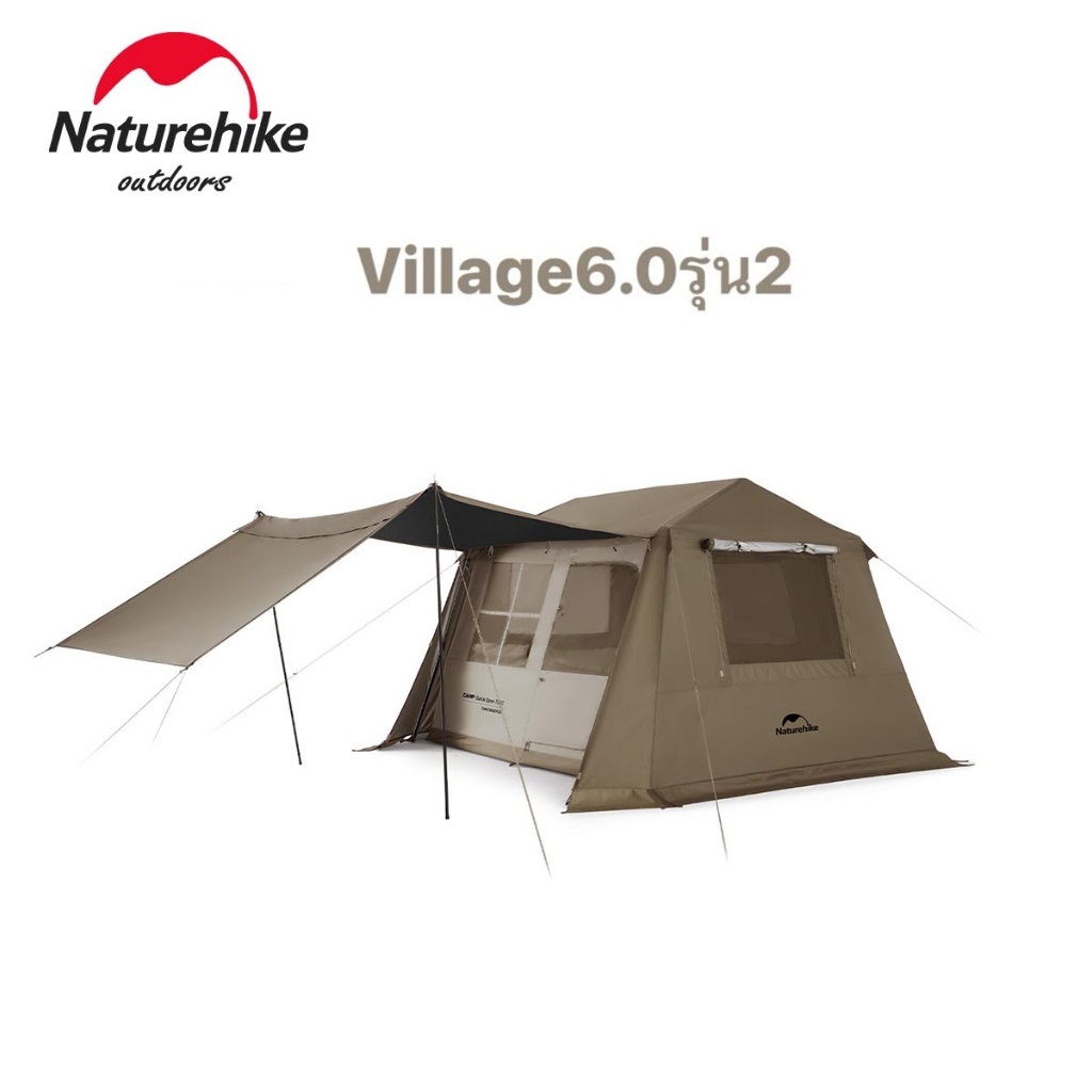 Village6.0รุ่น2   Naturehike Village 6.0 Quick Open Tent 2-4 Person Camping Hut Tent Outdoor Picnic Rainproof Tent