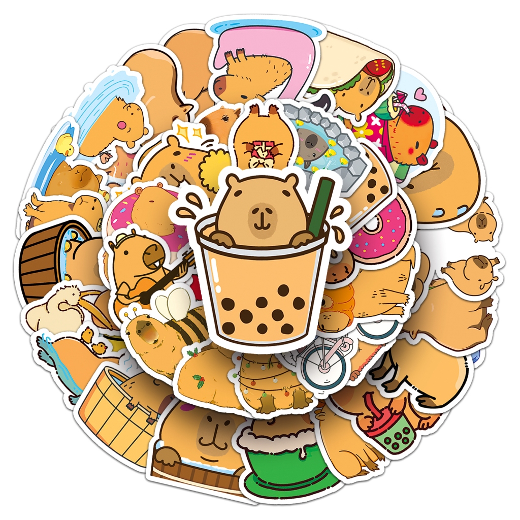 10/50 ชิ้น สติกเกอร์ capybara คาปิบารา diy / กันน้ํา / เครื่องประดับ / ความสนใจของเด็ก / วางง่าย / ของขวัญน่ารัก