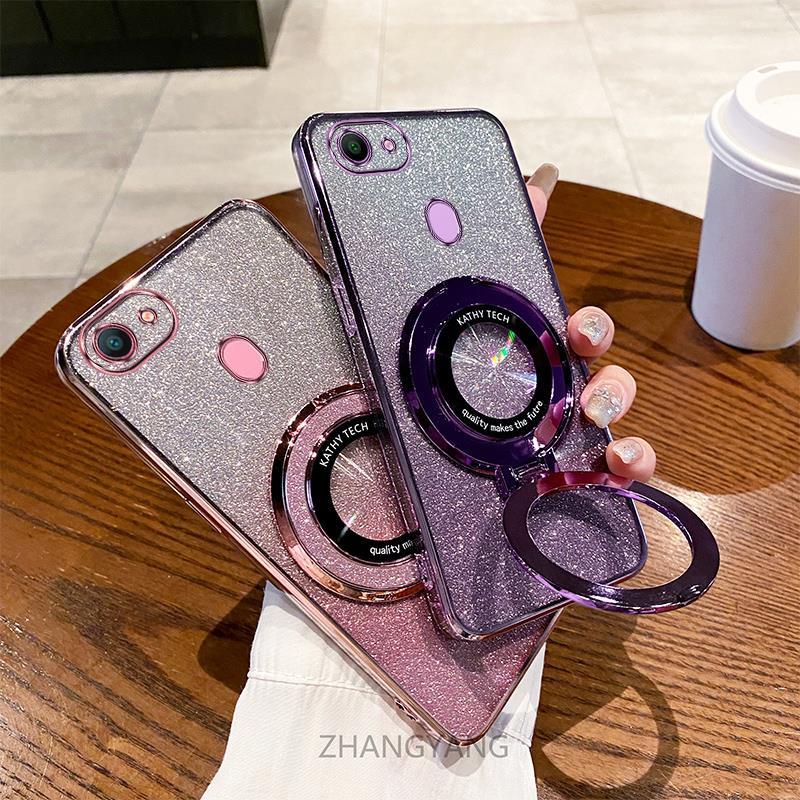 เคสโทรศัพท์มือถือ ซิลิโคนนิ่ม ฟิล์มกันรอยเลนส์ พร้อมตัวยึดวาง สําหรับ OPPO F5 F7