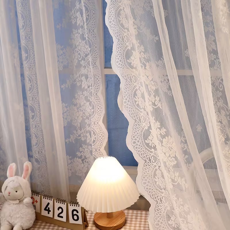 แนะนำ ผ้าม่าน ผ้าม่าน ลายลูกไม้สีขาว สําหรับตกแต่งบ้าน ราคาพิเศษ มีเก็บเงินปลายทาง