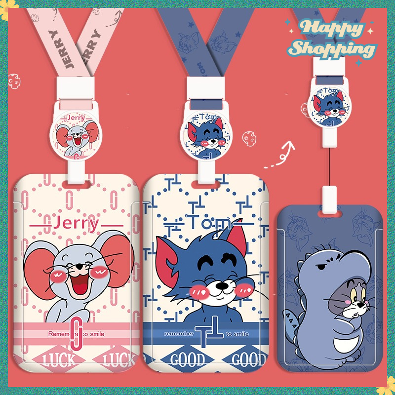 Tom&Jerry Multi-Accessories Card Holder Retractable Lanyard EasyCard Anti-Lost Protective Case Charm Access Control Bus MRT ABS ID