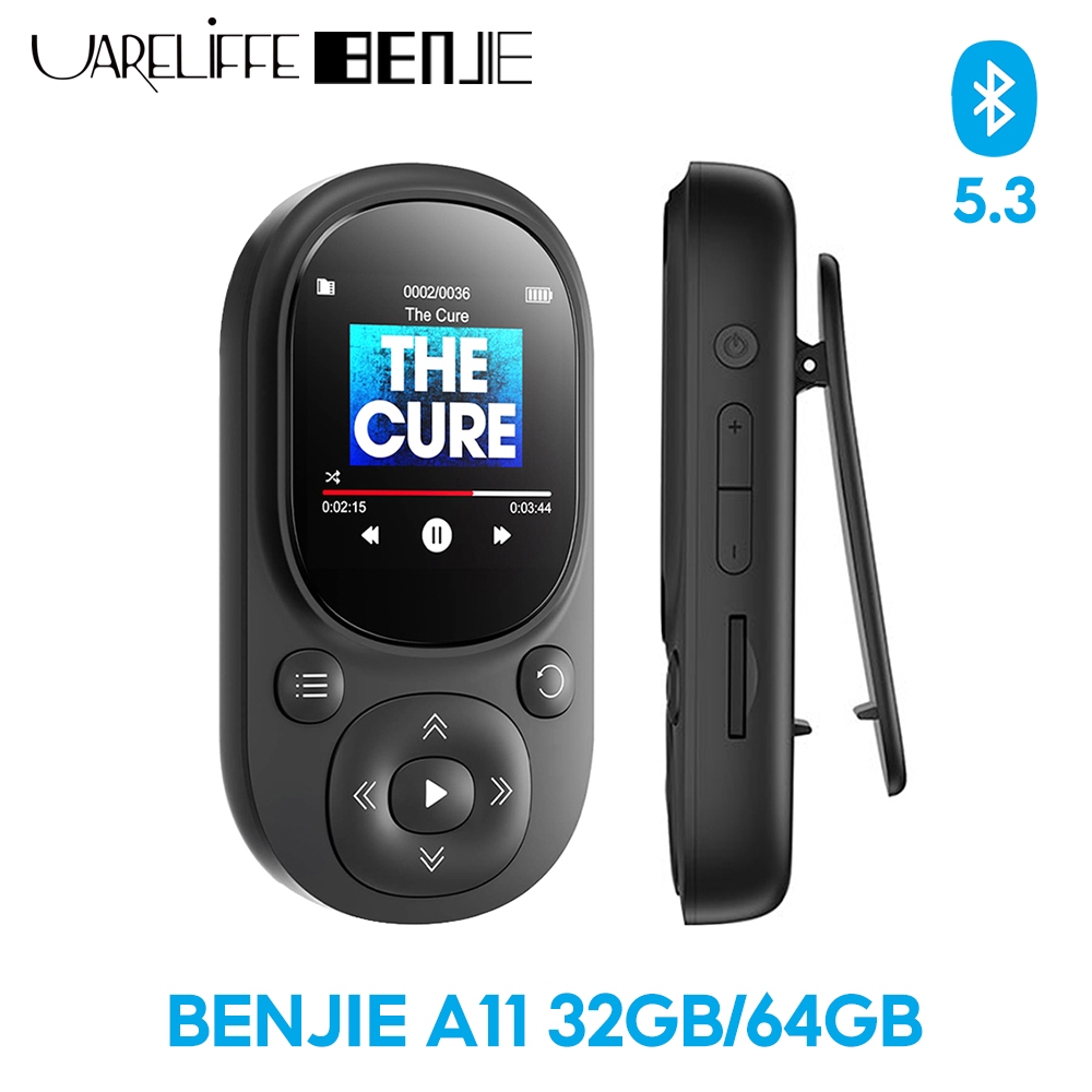 Uareliffe BENJIE A11 เครื่องเล่นเพลง MP3 บลูทูธ 5.3 พร้อมคลิป 32G 64G รองรับการ์ด TF HiFi แบบพกพา พร