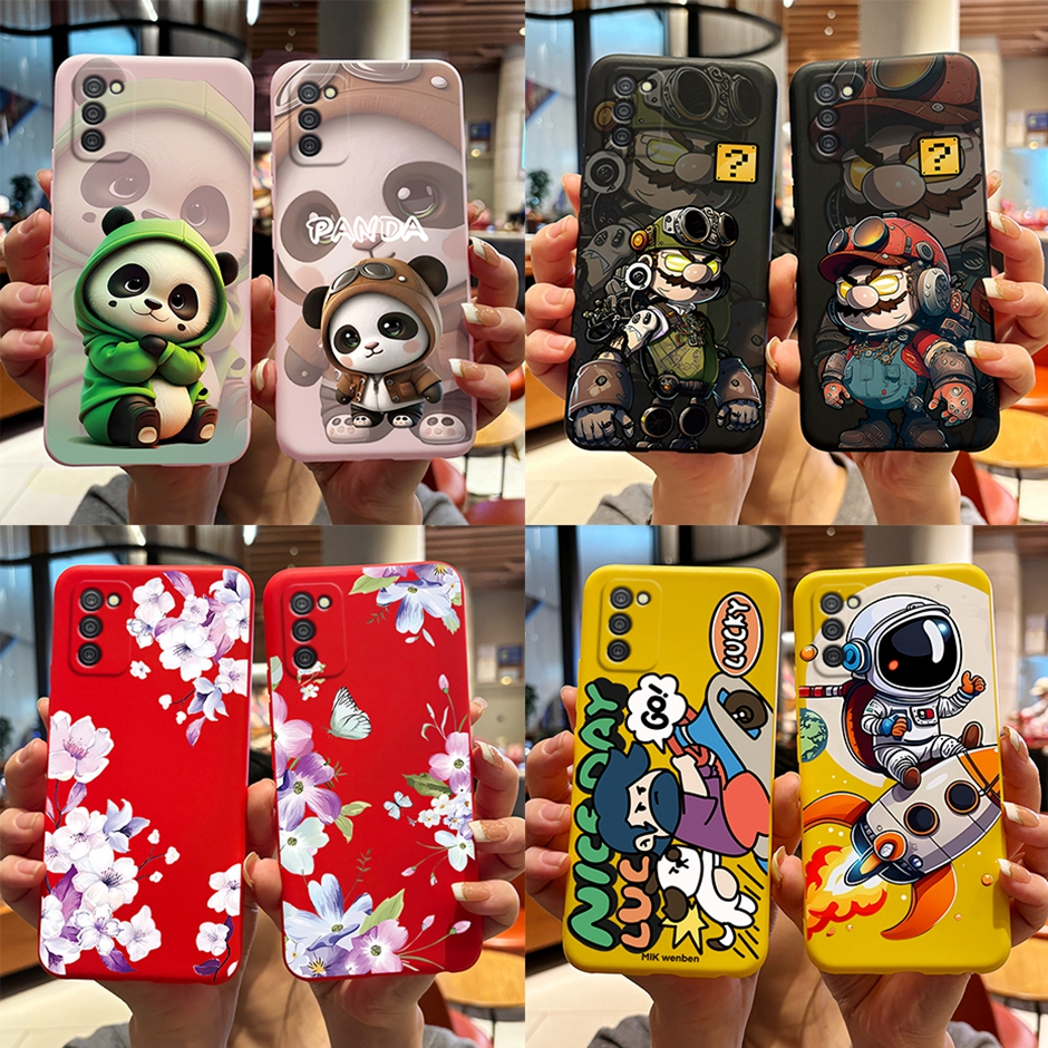 สําหรับ Samsung Galaxy A03s A03 เคสโทรศัพท์มือถือซิลิโคน TPU แบบนิ่ม ลายดอกไม้แพนด้า