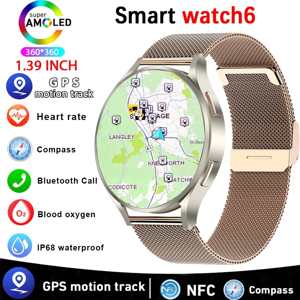 ใหม่ นาฬิกาข้อมือสมาร์ทวอทช์ GPS เข็มทิศ วัดอุณหภูมิร่างกาย สําหรับผู้ชาย Samsung Watch 6 2024