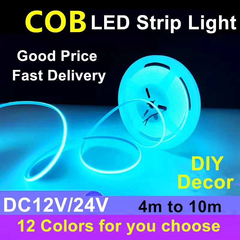 แถบไฟ LED DC12V 24V COB มีกาวในตัว สําหรับติดตกแต่งผนังบ้าน ห้องนั่งเล่น เกม บาร์ KTV Esports อินเตอร์เน็ต คาเฟ่ บรรยากาศ