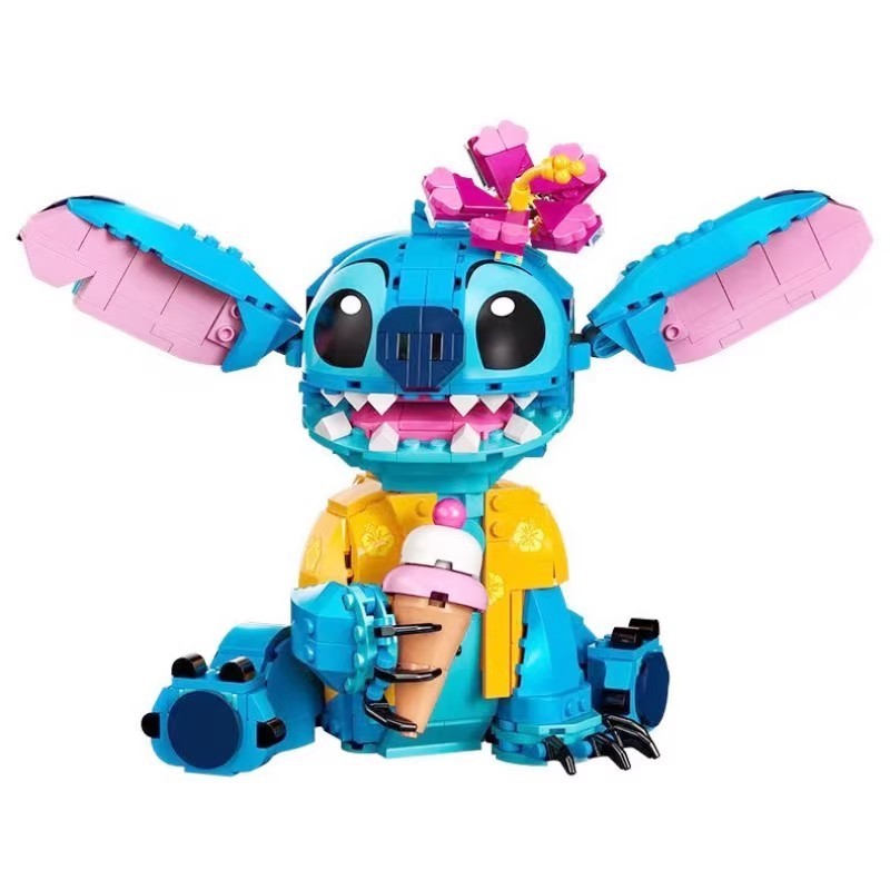 บล็อกตัวต่อ รูปการ์ตูนดิสนีย์ Stitch ของเล่นเสริมการศึกษา สําหรับเด็ก 730 ชิ้น เข้ากันได้กับเลโก้ 43249