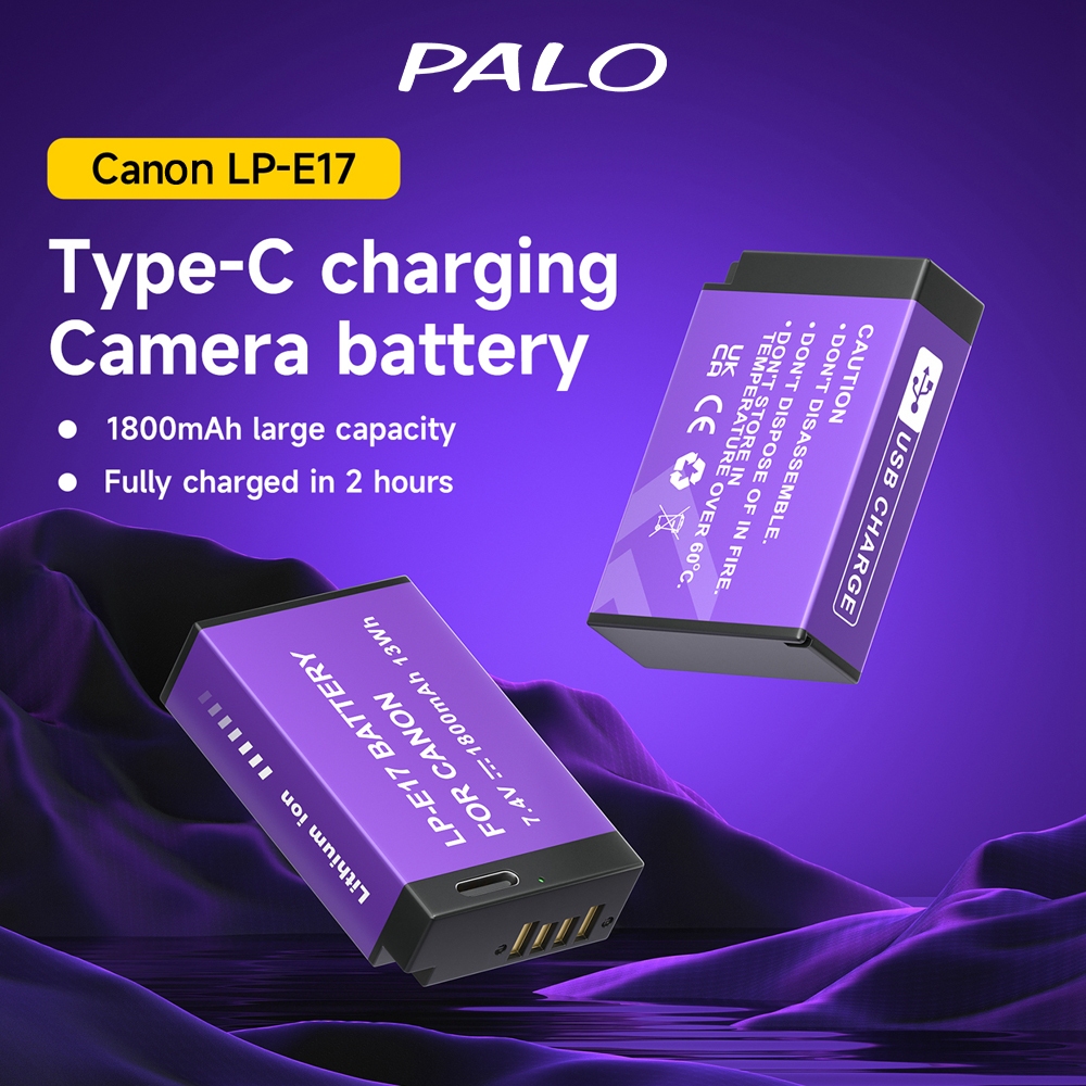 Palo แบตเตอรี่กล้อง LP-E17 1800mAh ชาร์จ USB สําหรับ Canon EOS 200D 750D 760D 800D 8000D 9000D M3 M5 M6 R8 R10 R50 R100 RP