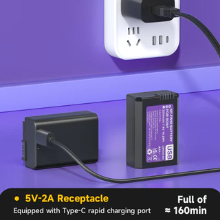 Palo แบตเตอรี่กล้อง NP-FW50 2250mAh ชาร์จ USB สําหรับ Sony A5000 A6000 A6400 A7 A7R A7S A7ii ZV-E10 NEX 3 5 6 7