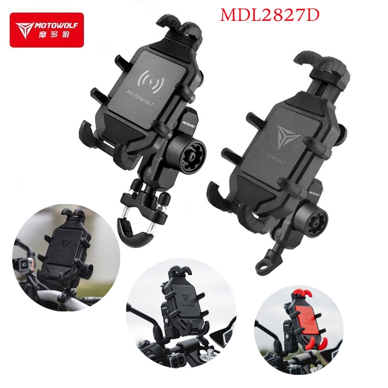 MOTOWOLF 2827D ที่วางโทรศัพท์มือถือ รถจักรยานยนต์ ดูดซับแรงกระแทก และกันลื่น ป้องกันการโจรกรรม