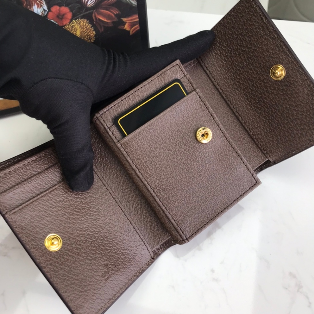 Gucci's กระเป๋าสตางค์ สําหรับผู้หญิง 476061 กระเป๋าสตางค์ หนังแท้ ใบสั้น แบบฝาพับ