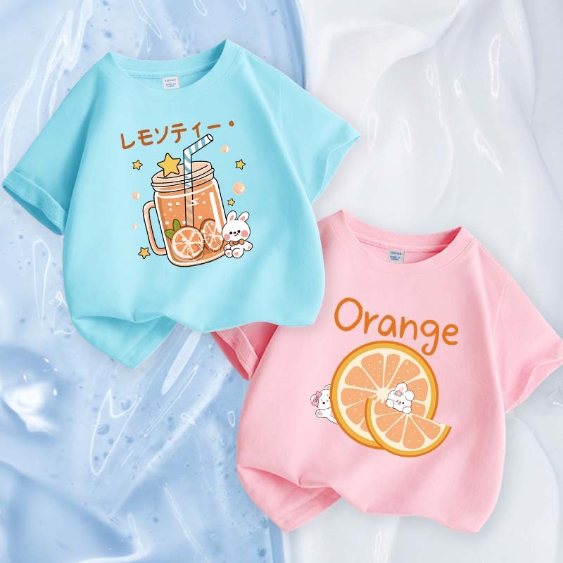 เสื้อยืดแขนสั้น ผ้าฝ้ายแท้ พิมพ์ลายการ์ตูนตัวอักษรน่ารัก แฟชั่นสําหรับเด็กผู้หญิง [110 ซม. - 160 ซม.] - รูปที่ 2