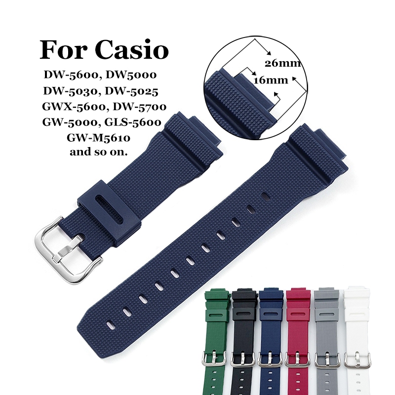 สายนาฬิกาข้อมือซิลิโคน 16x26 มม. แบบเปลี่ยน สําหรับ Casio DW6900 DW5600 GA110 GD120