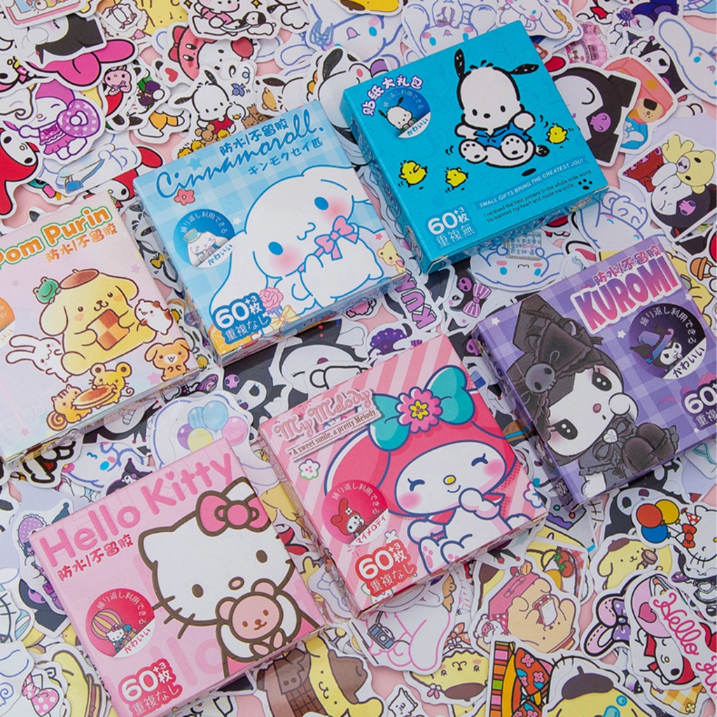 สติกเกอร์ ลายการ์ตูนน่ารัก สําหรับตกแต่งสมุด การ์ด 60 แผ่น 120 แผ่น TZ024