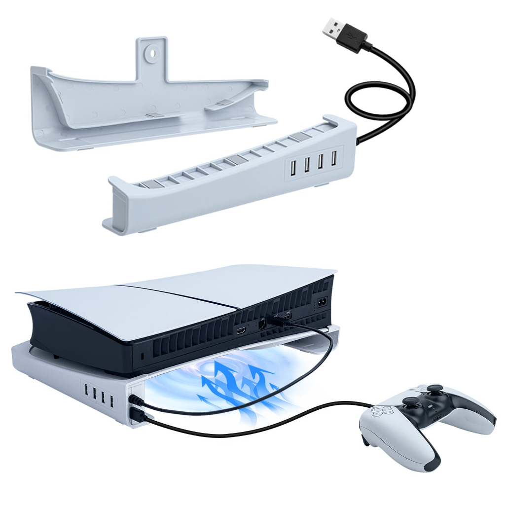 ขาตั้งแนวนอน พร้อมฮับ USB สีขาว สําหรับเกมคอนโซล PS5 Slim DE UHD