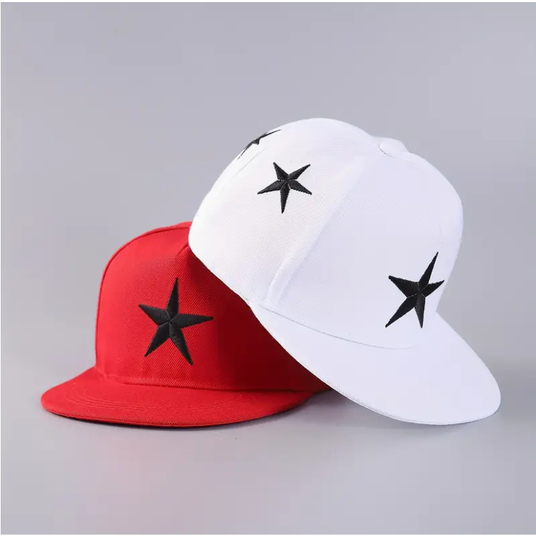 ใหม่ หมวกเด็ก Five pointed star เย็บปักถักร้อยเบสบอลหมวกผ้าฝ้ายเด็กผู้หญิง Hip Hop เด็กแฟชั่นอุปกรณ์เสริม sun visor หมวก snapback