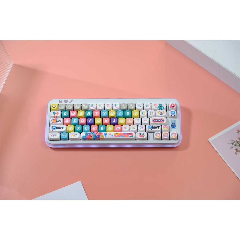 GMK Little Monster keycaps, 126 Keys keycaps MOA Profile DYE-SUB ส่วนบุคคล GMK Keycaps สําหรับคีย์บอ