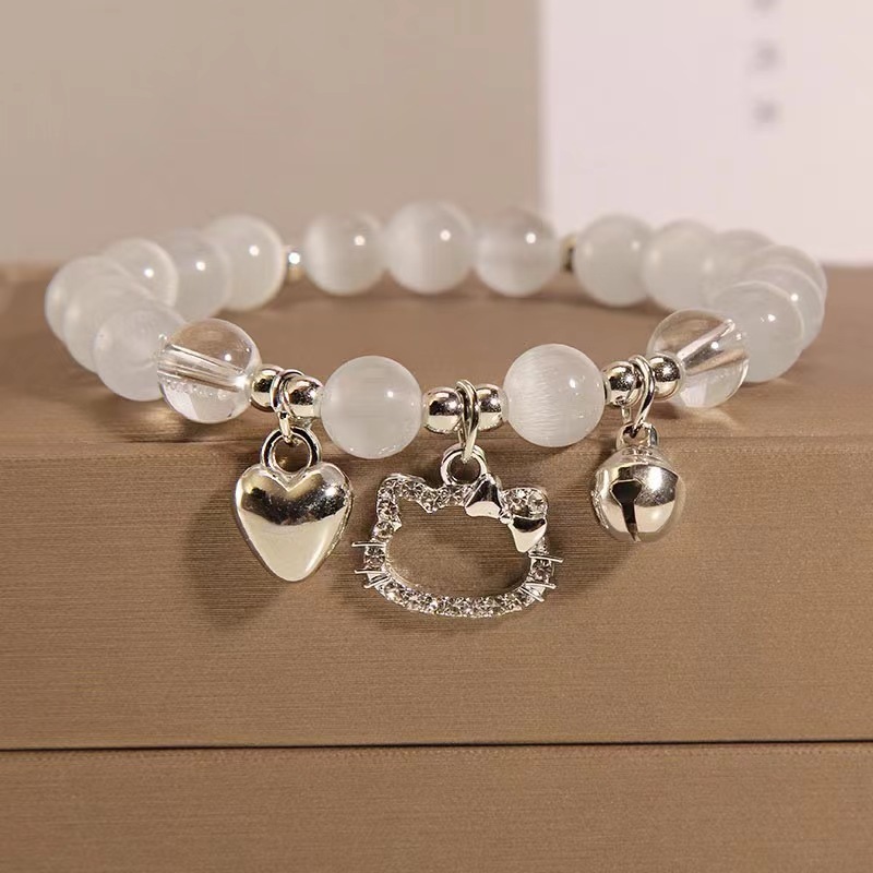 สร้อยข้อมือ ประดับลูกปัด สีเงิน สไตล์เกาหลี เหมาะกับของขวัญวันเกิด สําหรับนักเรียนผู้หญิง