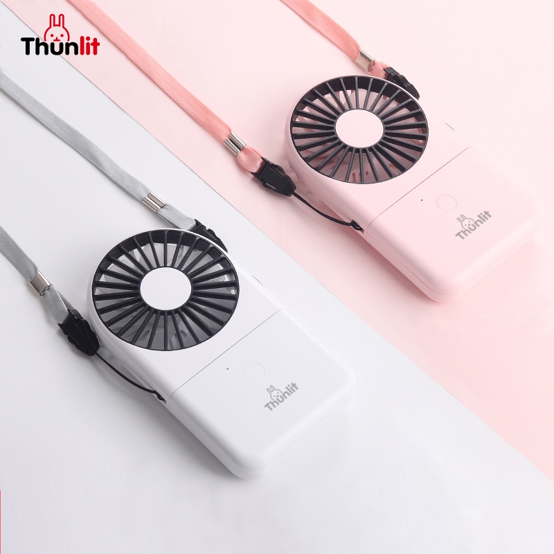 Thunlit พัดลมไฟฟ้า แบบคล้องคอ ขนาดเล็ก 1800mAh ชาร์จไฟได้ แฟชั่น สําหรับเล่นกีฬากลางแจ้ง