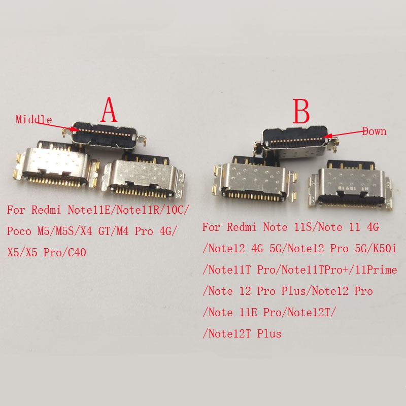 10-50Pcs USB Charger ชาร์จพอร์ต Dock Connector ปลั๊กสําหรับ Xiaomi Redmi 11E 11R 10C Note11S หมายเหตุ 11 4G Note12T 12 Note12 Pro Note11 11T Plus 12T K50i Poco X4 GT M5 M5S M5 C40 X4 X4
