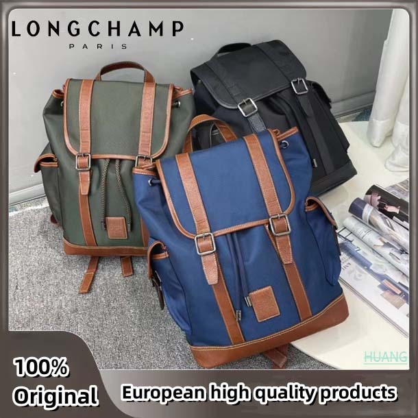 Longchamp ของแท้ 100% ใหม่ ไนลอนหนา ความจุขนาดใหญ่ กระเป๋าเดินทาง กระเป๋าเป้สะพายหลัง