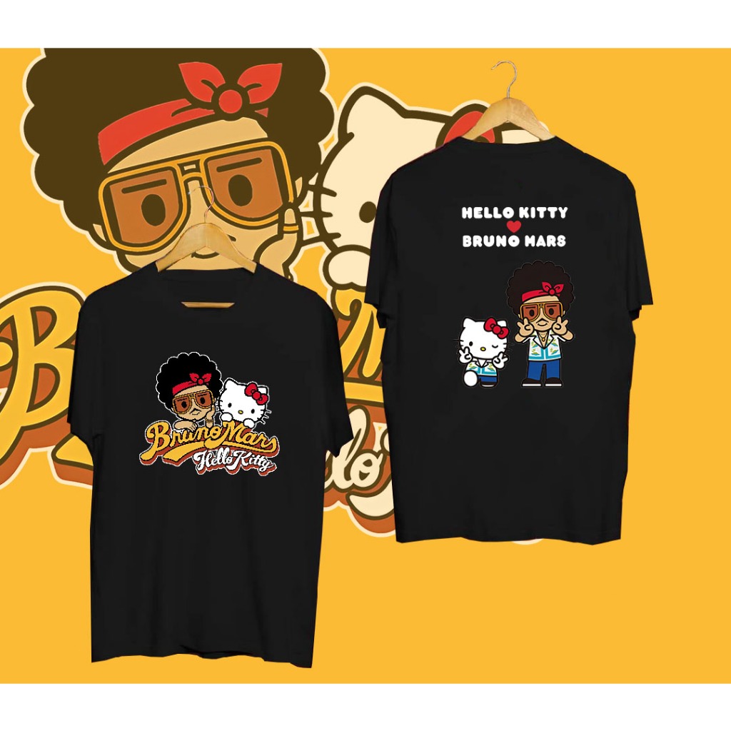 เสื้อ Hello Kitty X Bruno Mars ผ้าCotton 100% ใส่ได้ ทั้ง ชาย ใส่สบาย ไม่หด ไม่ย้ มีสินค้า