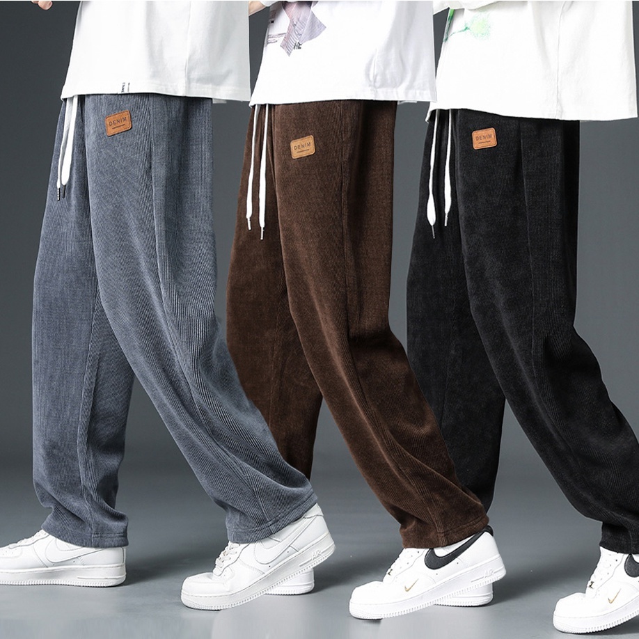 M - 5XL กางเกงขายาวผู้ชายลูกฟูก ไซส์ใหญ่ เกาหลี กระบอก วินเทจ กางเกงผู้ชาย