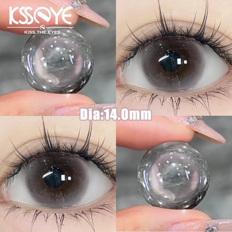 【COD】คอนแทคเลนส์ Ksseye เกรด 0~-8.00 DIA 14.0 มม. สีเทา สีน้ําตาล สีชมพู พร้อมเลนส์นิ่ม 6 เดือน ชุดละ 2 ชิ้น