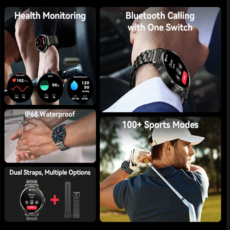 LIGE สมาร์ทวอทช์ 1.85 นิ้ว Ultra HD Bluetooth Call IP68 กันน้ำสมาร์ทวอท์ช Original Men 710mAh 100+ กีฬาฟิตเนสติดตามอัตราการเต้นของหัวใจแบบเรียลไทม์ smartwatch สำหรับ Android และ IOS - รูปที่ 2