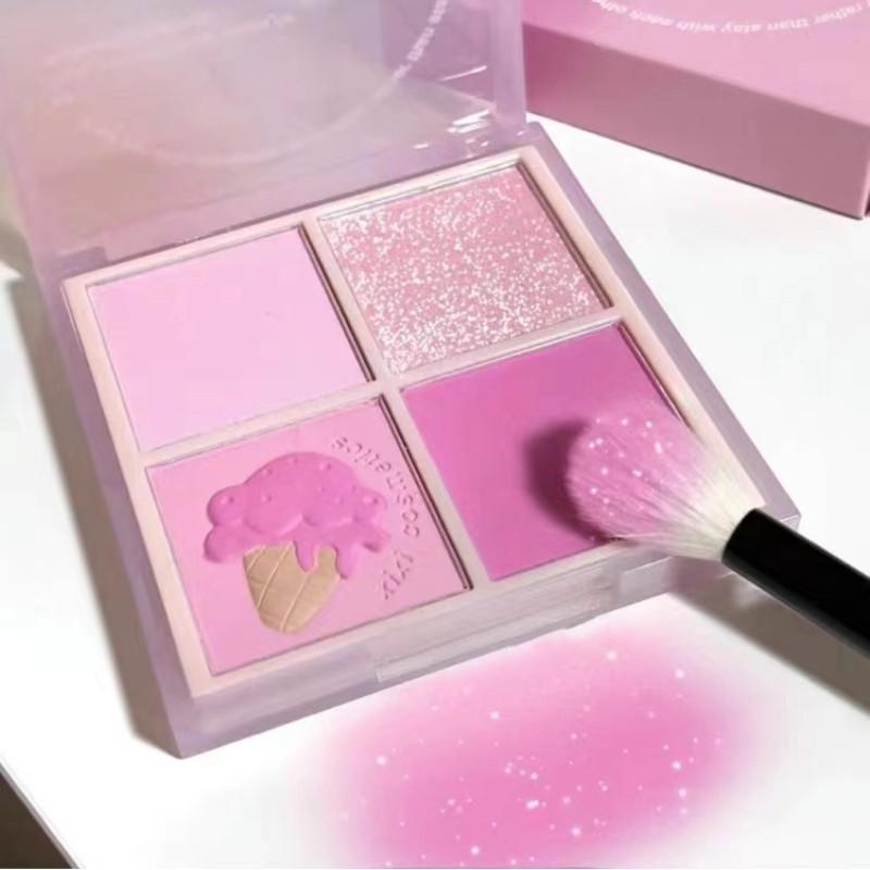 Xixi บลัชออนปัดแก้ม สี่สี อิ่มตัวต่ํา สีชมพูธรรมชาติ น่ารัก ขยาย หดตัว หลากสี