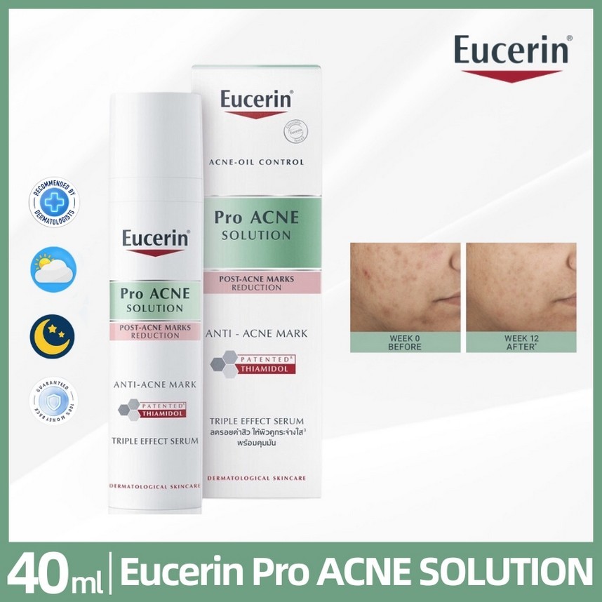 Eucerin Pro Acne Solution Anti-Acne Mark Triple Serum 40ML ยูเซอริน ผลิตภัณฑ์บำรุงผิวหน้า เนื้อเซรั่มสูตรเข้มข้น ลดรอยดำสิว