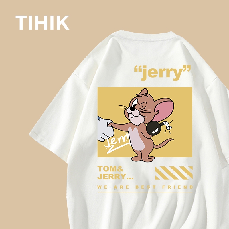 (จัดส่งตลอด 24 ชั่วโมง) TIHIK เสื้อยืด oversize สกรีนหลัง ผ้าคอตตอน100 น่ารัก ใส่สบายๆ สไตล์เกาหลี #0197