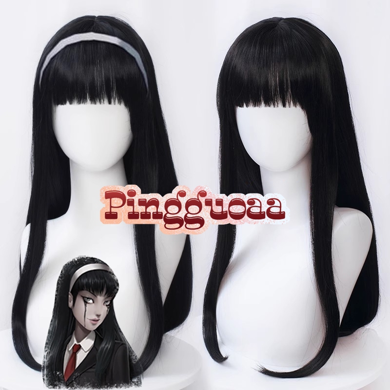 Game Identity V Yidhra Kawakami Tomie Cosplay Wig 60cm Long Straight Wig Natural Black Heat Resistant Synthetic Wigs